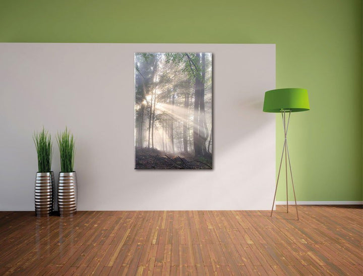 diesiger Waldweg, Format: 100x70 auf Leinwand, XXL riesige Bilder fertig gerahmt mit Keilrahmen, Kun