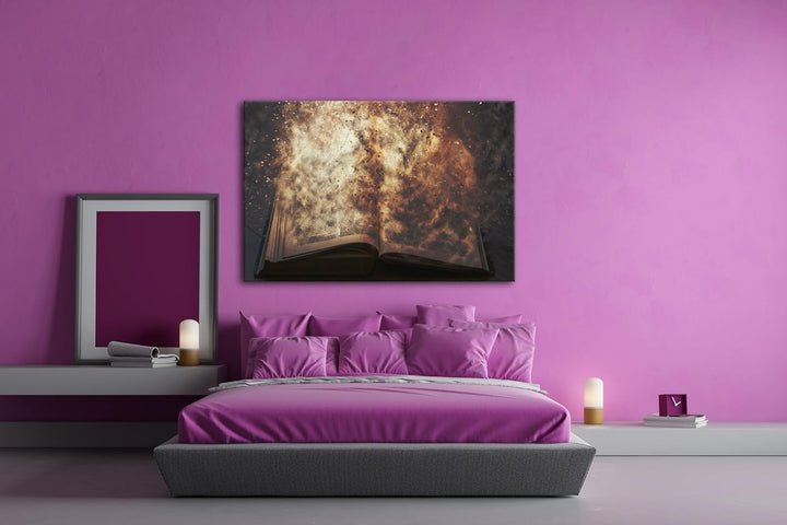 deyoli Brennendes Buch Format: 80x60 als Leinwandbild, Motiv fertig gerahmt auf Echtholzrahmen, Hoch