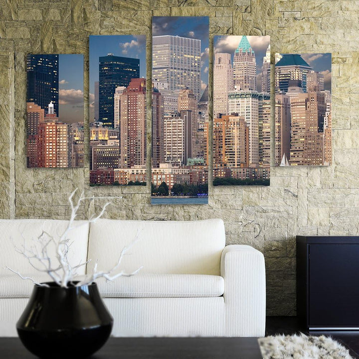 Feeby Moderne Wandpaneele New York 3d Bild für Wohnzimmer Architektur mehrfarbig 100x70 cm Wandpanee
