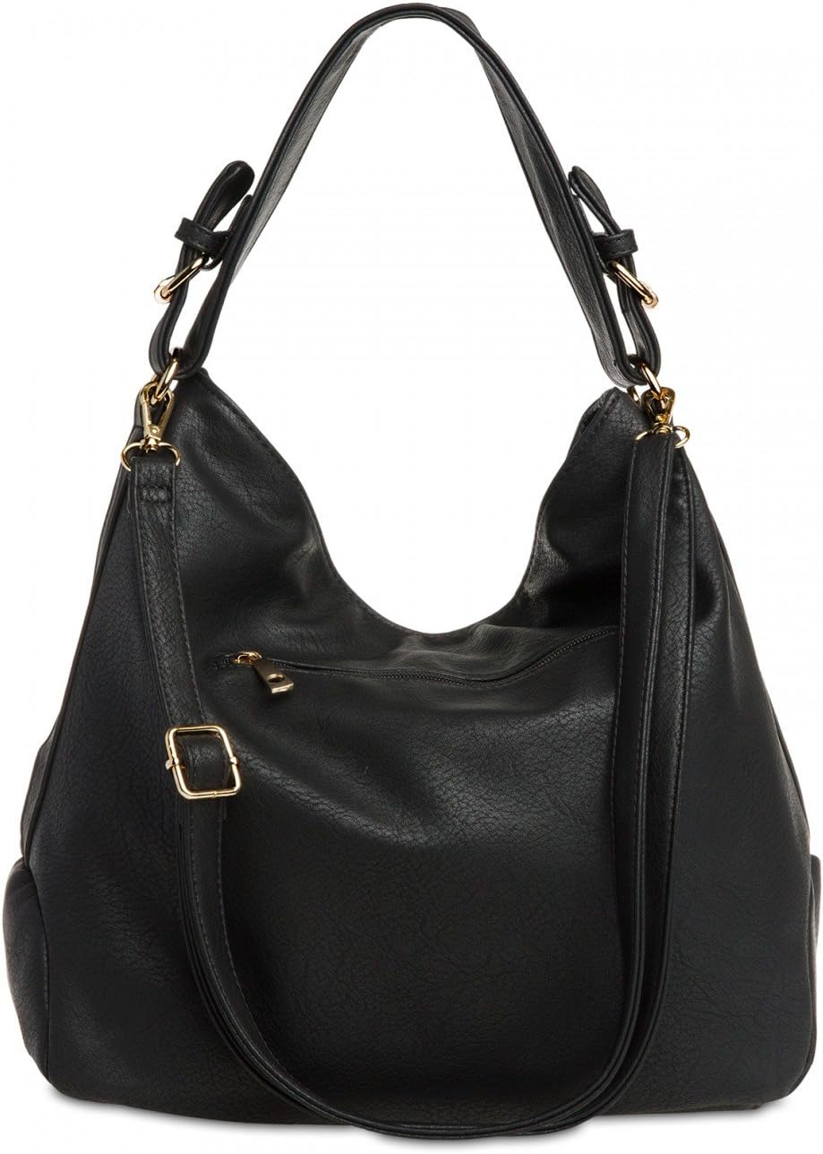 Caspar TS940 Damen Schultertasche Schwarz, Schwarz
