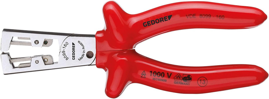 GEDORE Abisolierzange Strip-Fix mit Tauchisolierung 160 mm, 1 Stück, VDE 8099-160