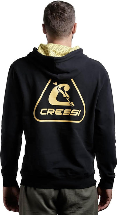 Cressi Hoodie Unisex - Sportliches Sweatshirt Kapuze mit Kordelzug, Schwarz/Gelb, Erwachsene Unisex