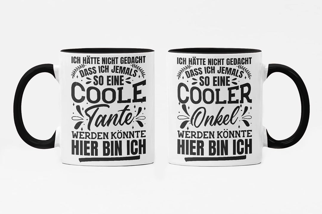 Trendation - Beste Tante und Onkel Geschenk Tasse Set Kaffeetassen Geschenke Weihnachten (Schwarz),