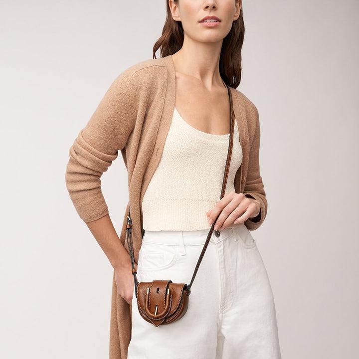 Fossil Damen Harwell Umhängetasche, 10.8 L x 3.4 W x 7 cm H Brown, Brown