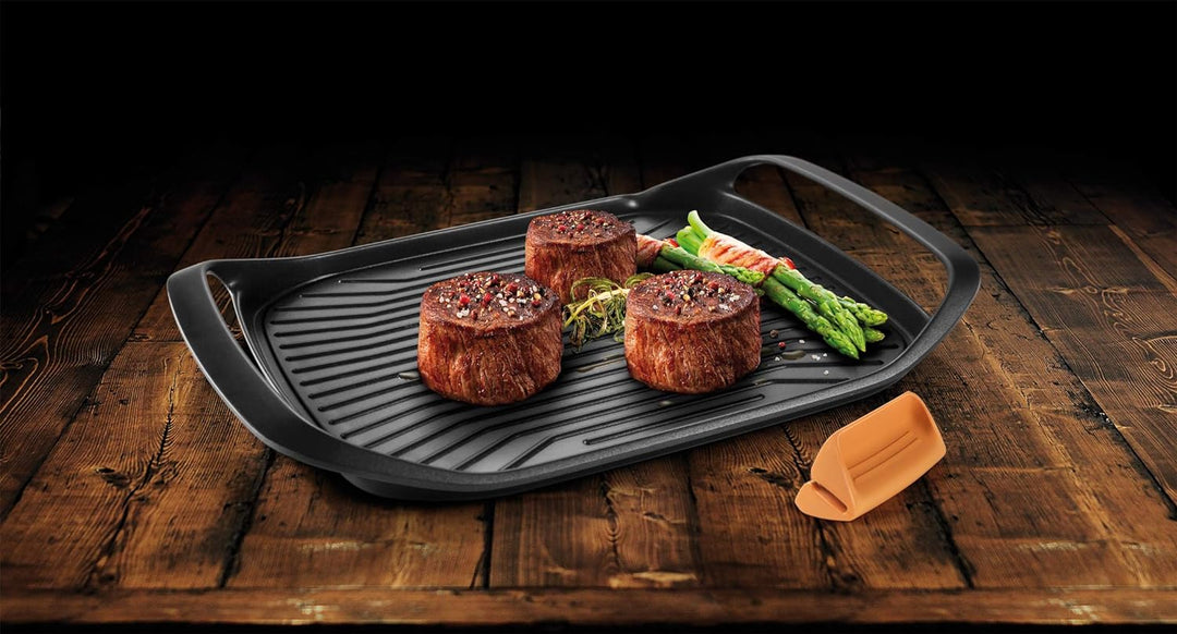 Tescoma 605068 Grillpfanne 42 x 28 cm SmartCLICK, Schwarz gewellt, gewellt
