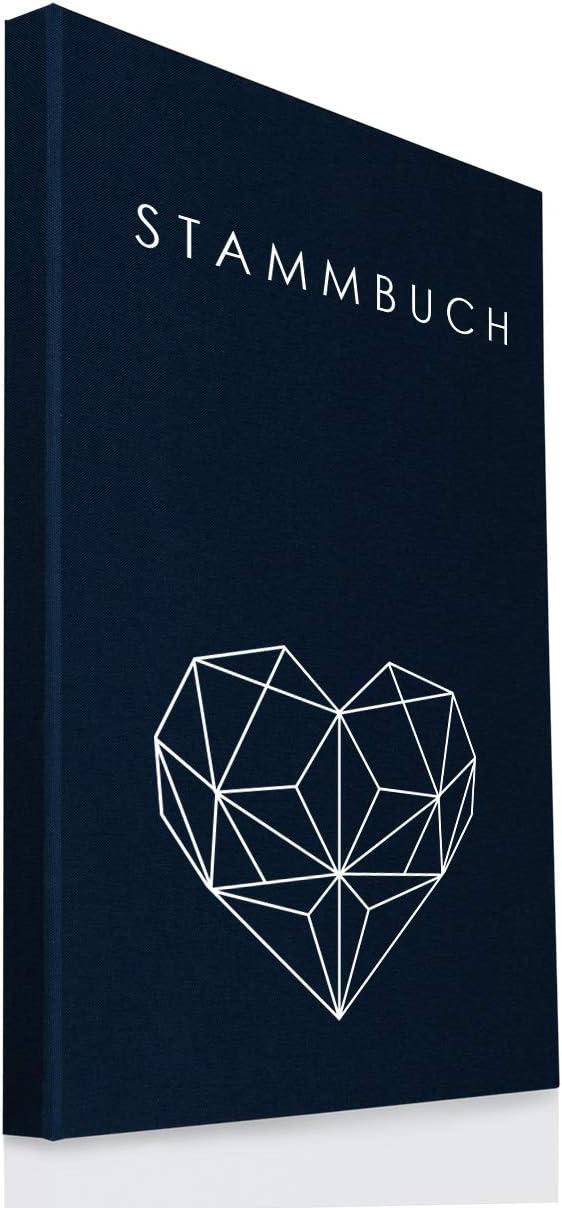Hochzeitideal – Stammbuch der Familie Serie Geometric Dunkelblau DIN A4- Buchbinderleinen Stammbuch