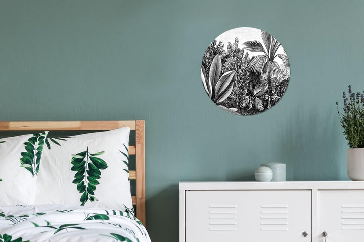 MuchoWow Wandbild Rund Wanddeko Deko Wohnzimmer Bilder 30x30 cm Pflanzen - Natur - Gestaltung - Illu