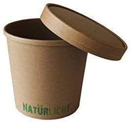 Soup to go Becher NATÜRLICH 16 oz - ca. 350 ml mit Deckel, 2-teilig, naturbraun, PE-beschichtet, bio