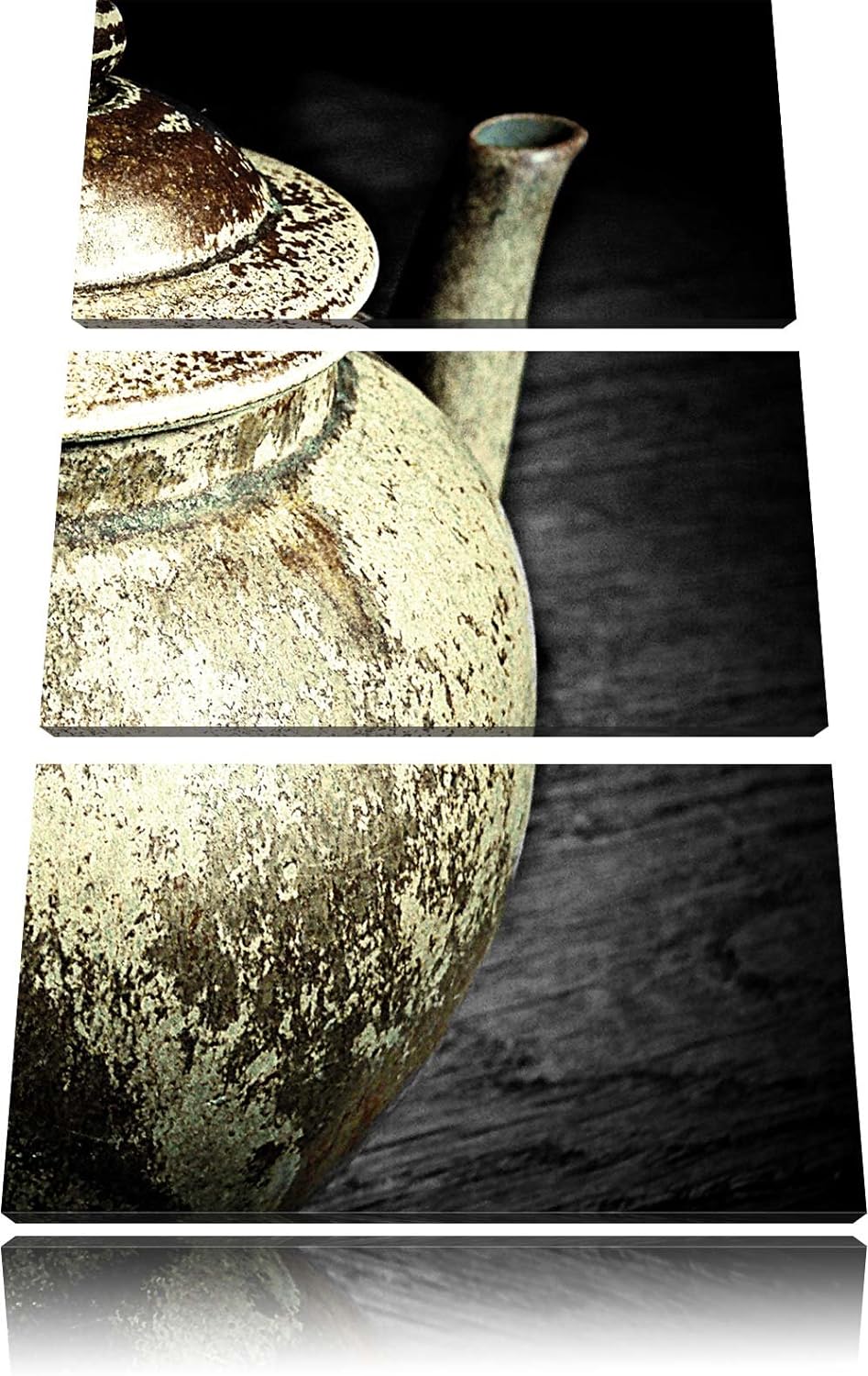 Pixxprint Teekanne aus Keramik als Leinwandbild/Grösse: 3 Teilig (120x80) / Wandbild/Kunstdruck/fert