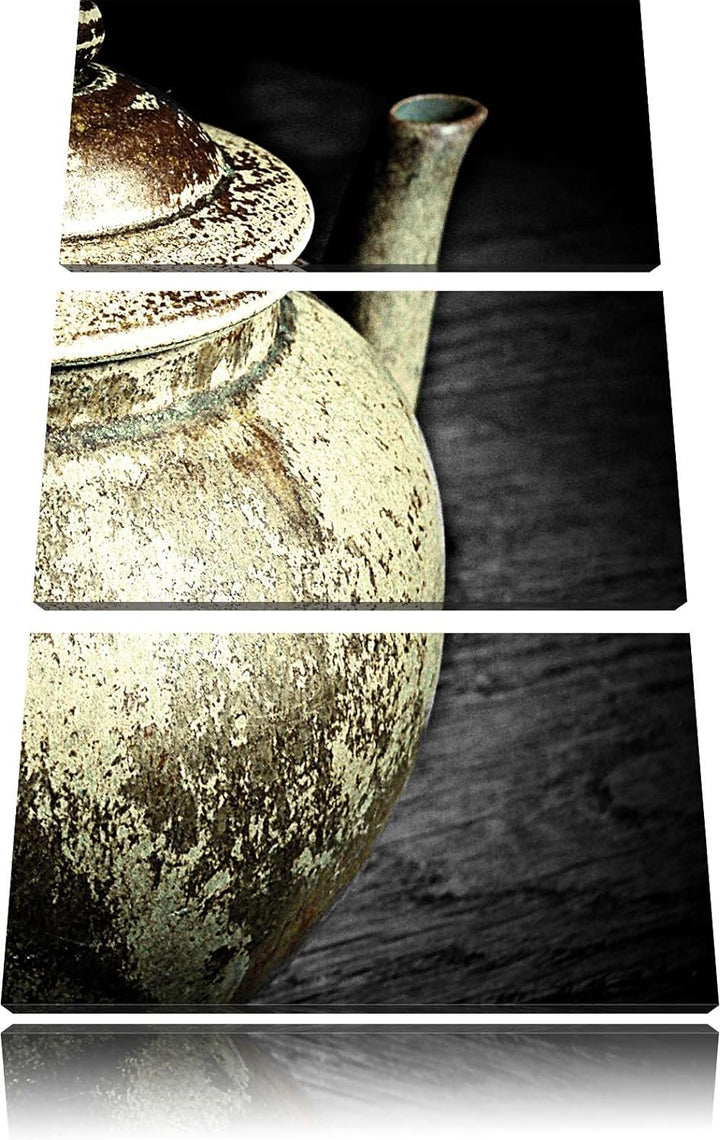 Pixxprint Teekanne aus Keramik als Leinwandbild/Grösse: 3 Teilig (120x80) / Wandbild/Kunstdruck/fert