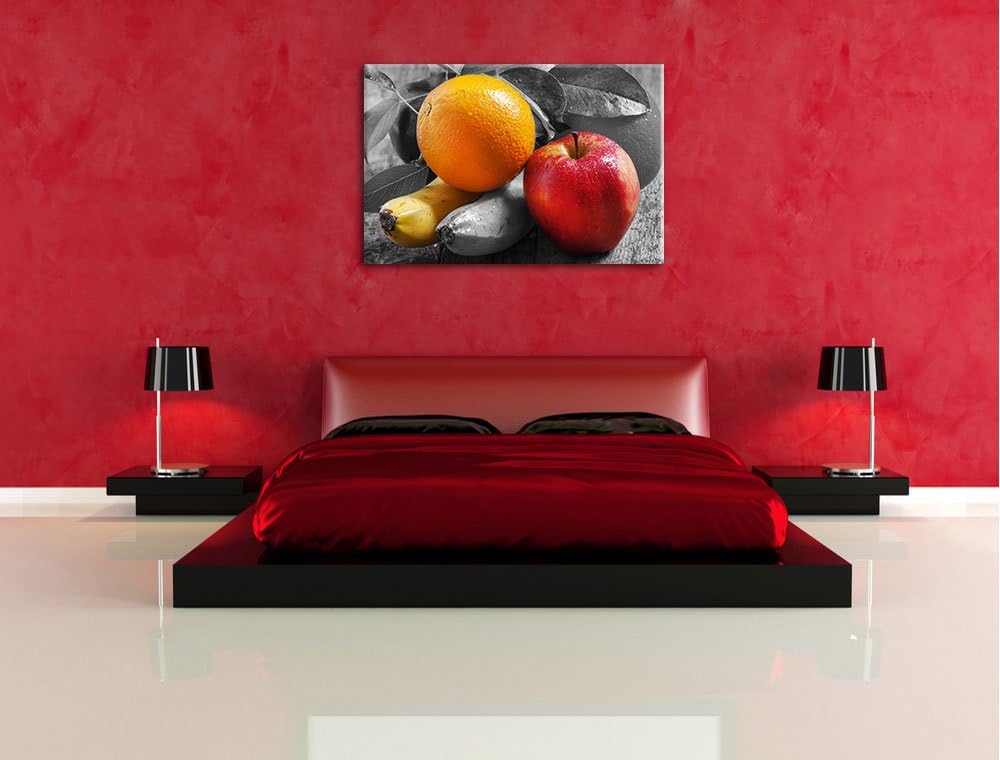 Apfel, Banane, Orange und Co. schwarz/weiss Format: 100x70 auf Leinwand, XXL riesige Bilder fertig g