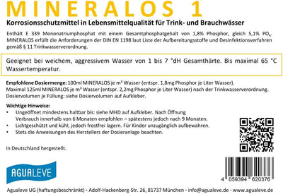 MINERALOS 1 Dosierlösung 10 Liter (Alternative zu BWT Mineralstoff Cillit Quantophos F1 / Impulsan H