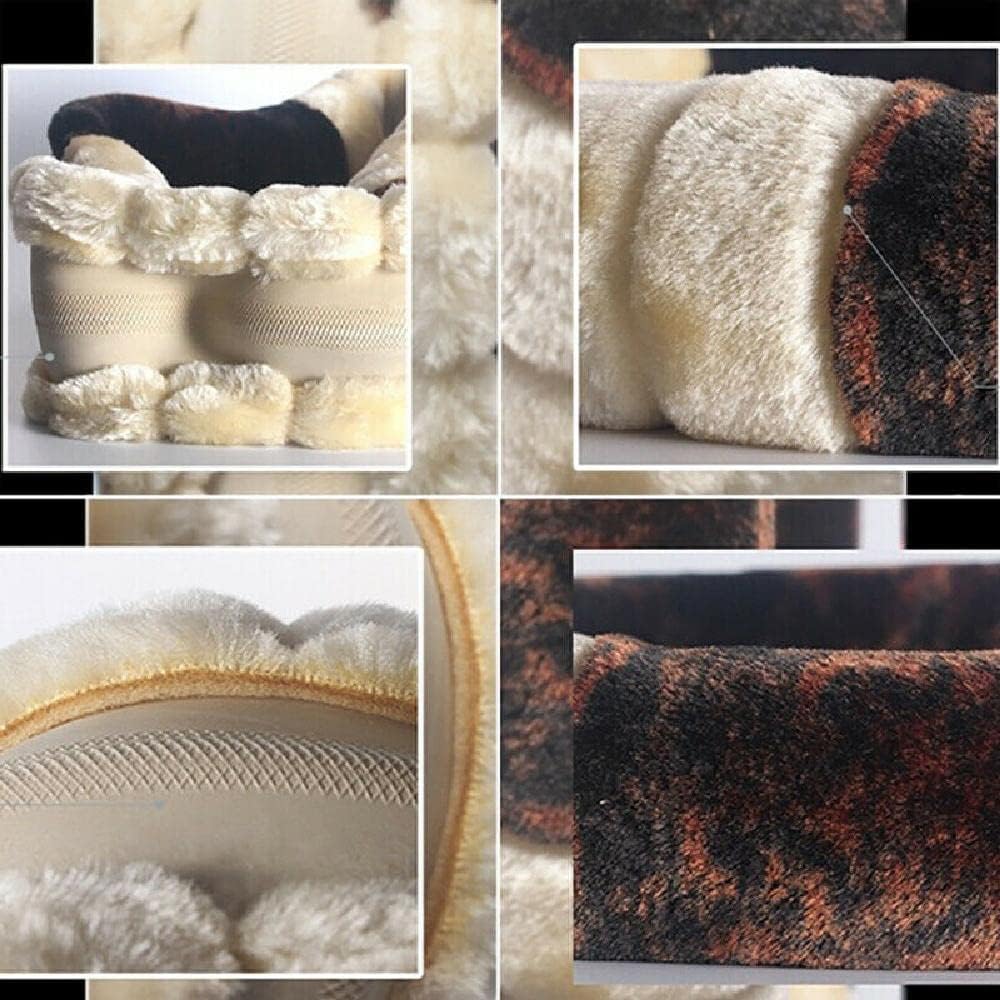 Baceyong Auto Flauschige Lenkradhülle Universal für 38cm Lenkrad, Thermowolle Wärmen Winter Auto Inn