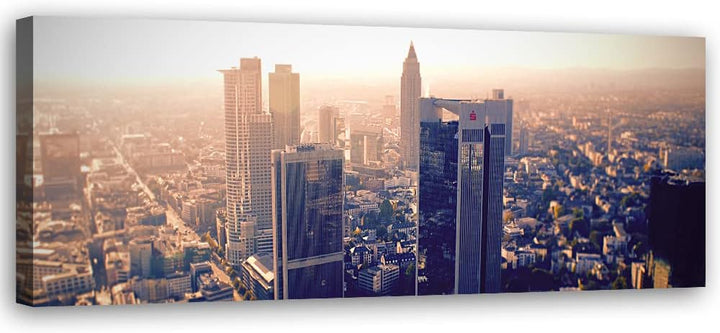 Feeby Vlies Leinwandbild Skyline Frankfurt am Main Deutschland 150x50 cm Wanddeko Design Kunstdruck