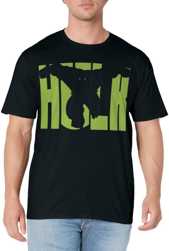 Mens Marvel Incredible Hulk Typographic Smash Graphic T-Shirt Medium Heather Blue