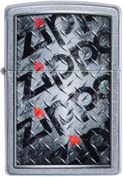 Zippo Sturmfeuerzeug mit Diamant-Pladte-Design, Chrom, regulär, Unisex Regular Chrome Chrome, Chrome