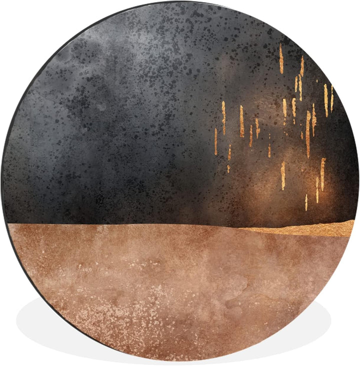 MuchoWow Wandbild Rund Wanddeko Deko Wohnzimmer Bilder 60x60 cm Abstrakt - Gold - Design, 60x60 cm