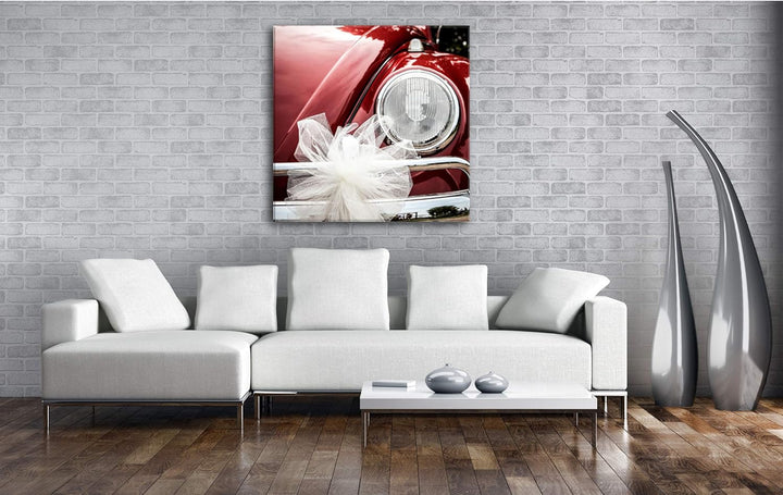 deyoli EIN Käfer als Hochzeitswagen Format: 60x60 als Leinwand, Motiv fertig gerahmt auf Echtholzrah