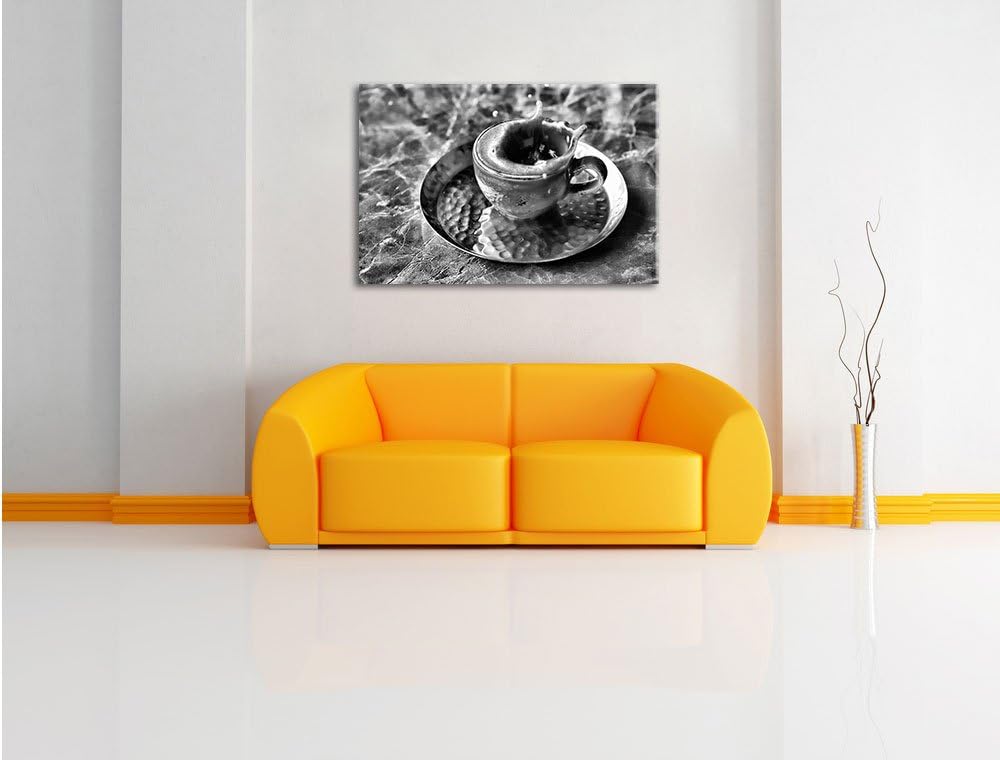 Pixxprint Kaffee spritzt aus Tasse als Leinwandbild/Grösse: 100x70 / Wandbild/Kunstdruck/fertig besp