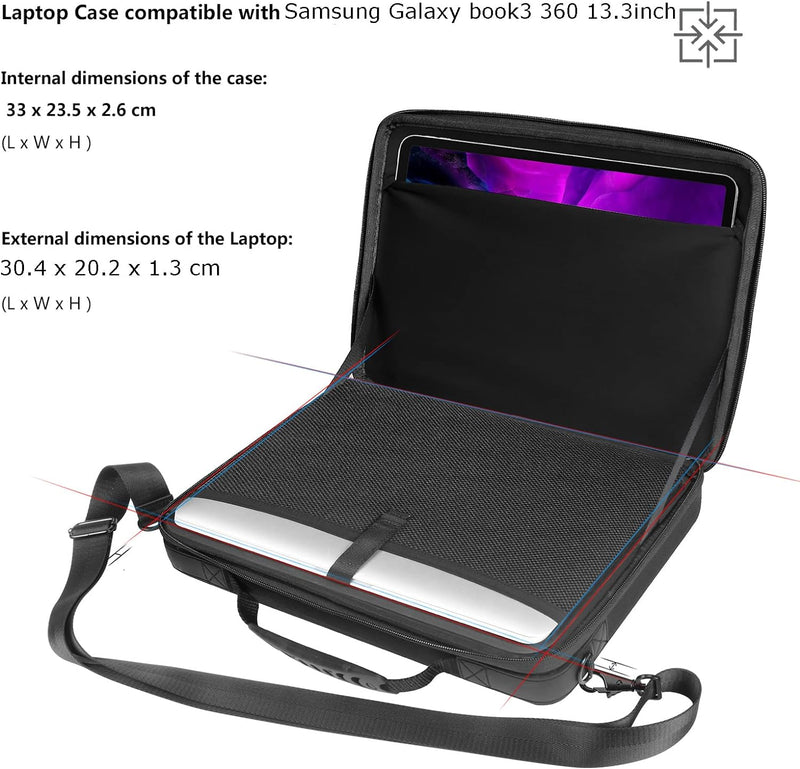 Smatree 13 Zoll Hartschalen Laptoptasche Kompatibel mit Samsung Galaxy book3 360 13.3 Zoll - Schwarz