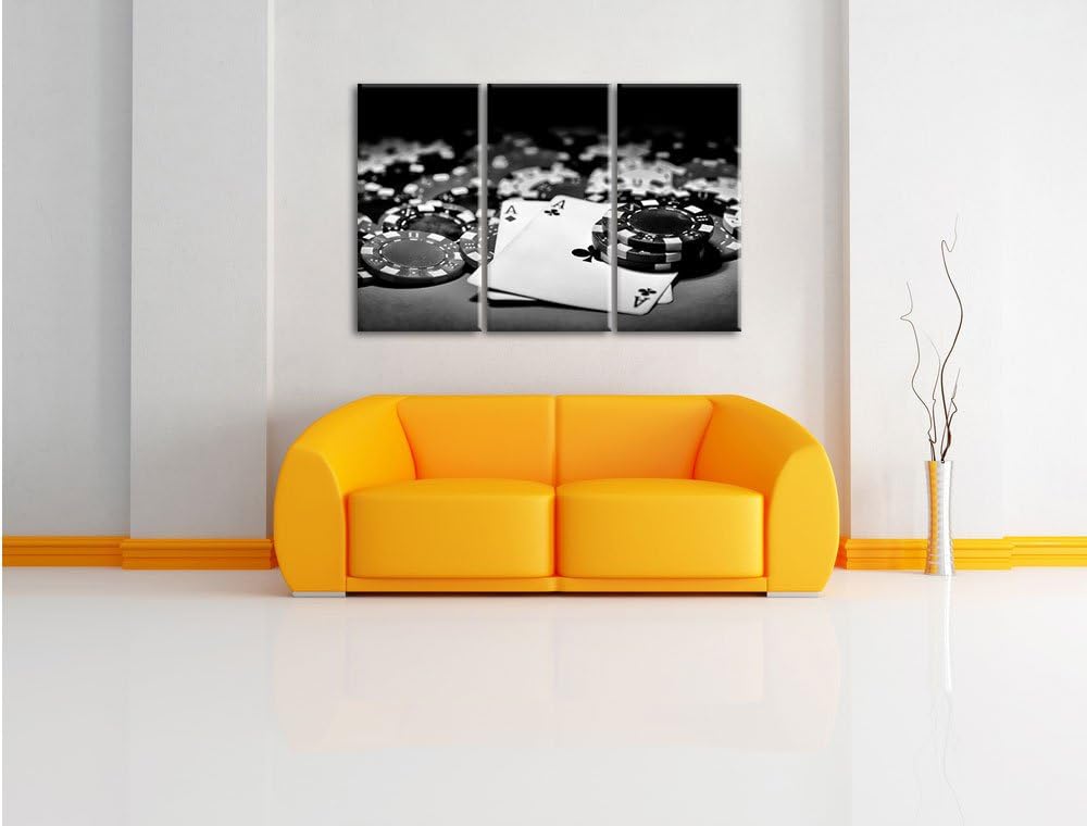Pixxprint Spielkarten als Leinwandbild | Grösse: 3 Teilig (120x80) | Wandbild| Kunstdruck | fertig b