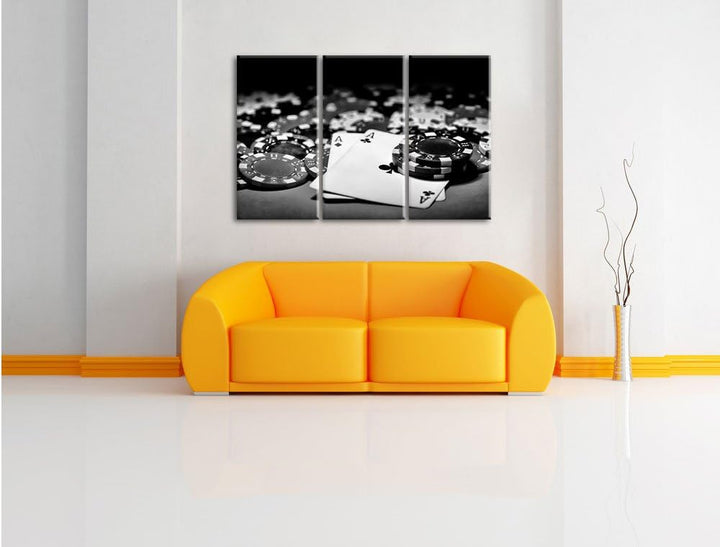 Pixxprint Spielkarten als Leinwandbild | Grösse: 3 Teilig (120x80) | Wandbild| Kunstdruck | fertig b