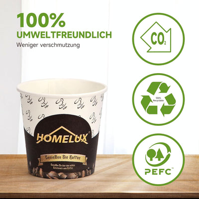 HOMELUX Kaffeebecher Coffee Kaffee To Go Becher 100 ml 4 oz 1000 Stk., Kleine Espresso Pappbecher Ka