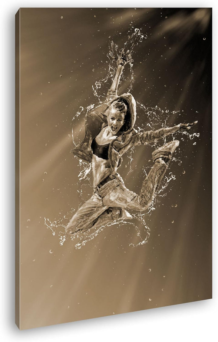 deyoli stylisher Tanz im Wasser Format: 80x60 Effekt: Sepia als Leinwand, Motiv fertig gerahmt auf E