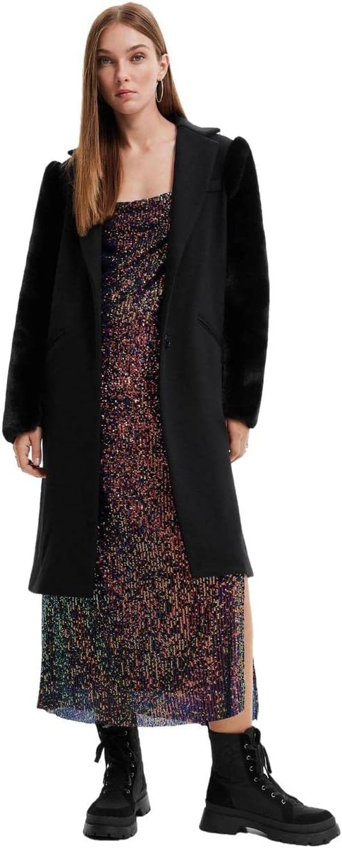 Desigual Damen Overcoat XL Schwarz, XL Schwarz