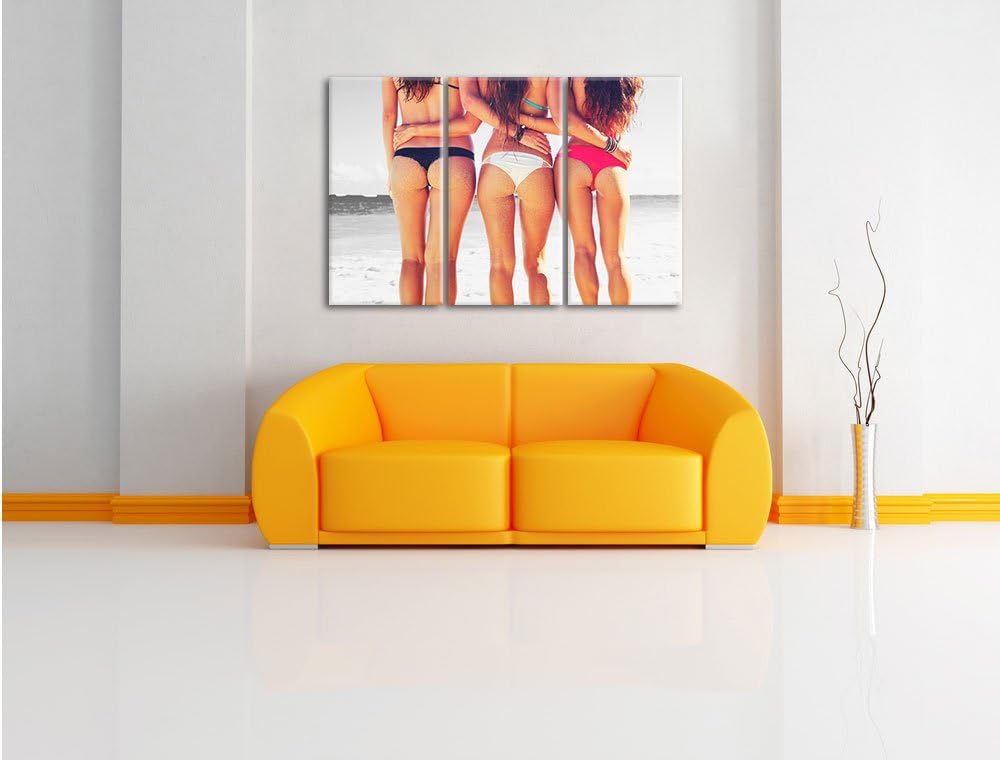 Pixxprint Schöne Mädchen in Bikinis als Leinwandbild/Grösse: 3 Teilig (120x80 cm) cm/Wandbild/Kunstd