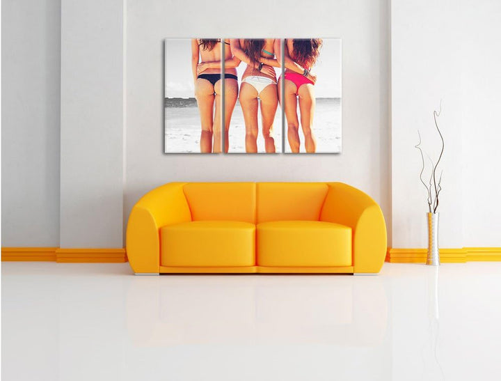 Pixxprint Schöne Mädchen in Bikinis als Leinwandbild/Grösse: 3 Teilig (120x80 cm) cm/Wandbild/Kunstd