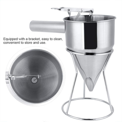 Pancake Batter Dispenser aus Edelstahl, Trichterspender mit Ständer für Takoyaki und Backen