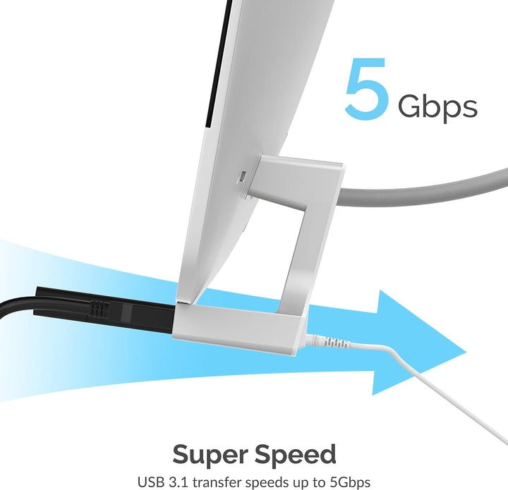 SABRENT iMac USB C Hub aktiv 3.2 Gen1 mit netzteil, 4K HDMI, 3.2 Gen2 Port + 3 USB 3.2 gen1, SD/Micr