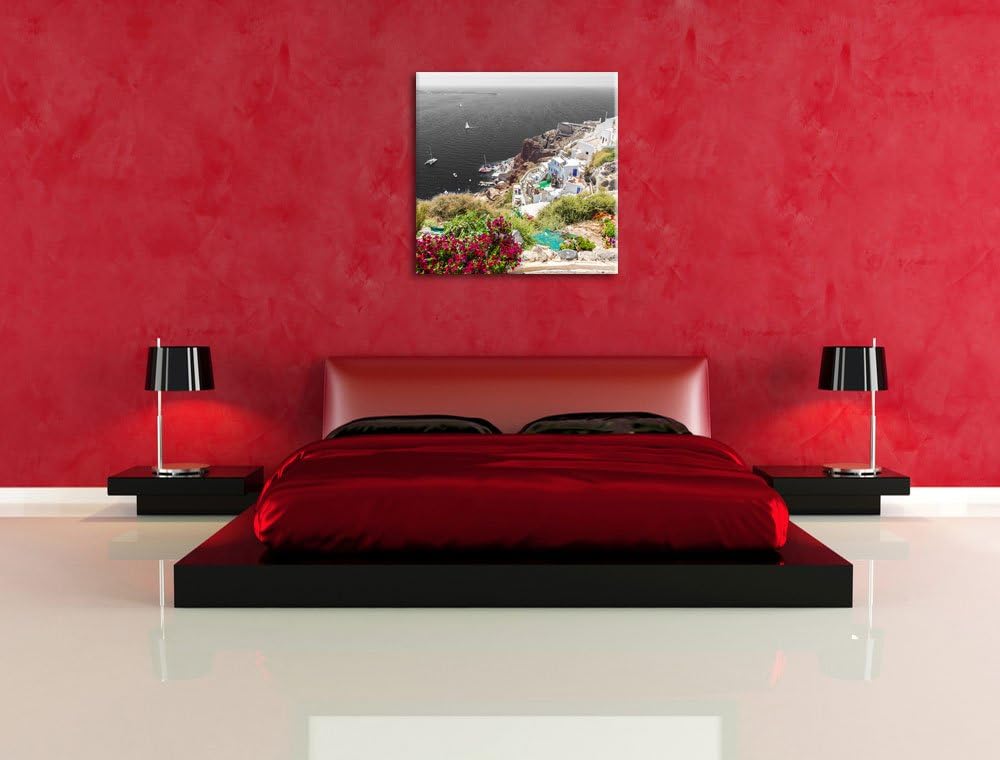 Pixxprint Griechische Küste als Leinwandbild/Grösse: 70x70 cm/Wandbild/Kunstdruck/fertig bespannt, 7