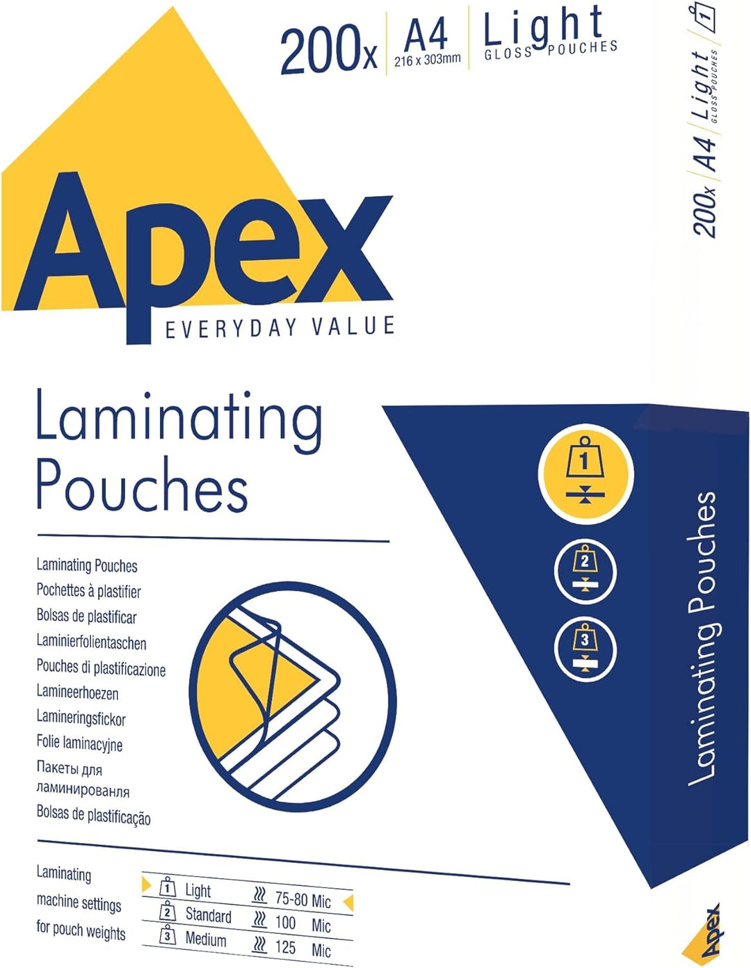Fellowes Laminierfolien A4 APEX - Glänzendes Endergebnis - Heisslaminierfolien für Standard Anwendun