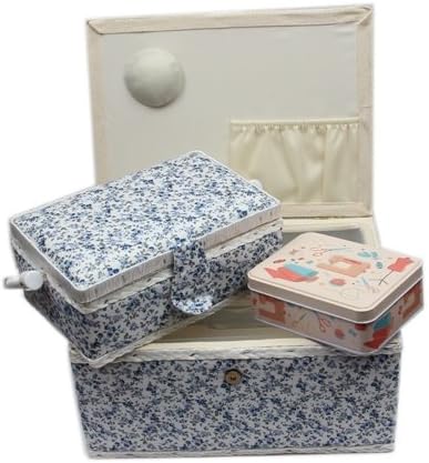 Ackermann Nähkorb-Set mit Tragegriff (1x gross und 1x mittel) + 1x kleine Accessoires-Box aus Metall