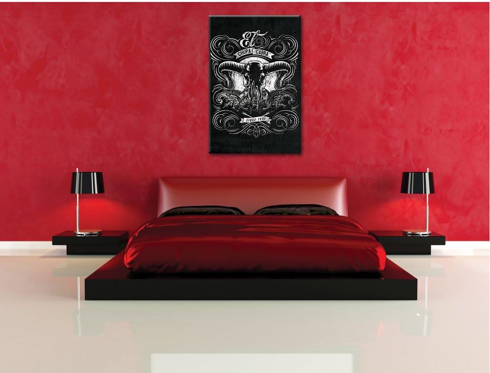 Dark Chupacabra skull black Bild auf Leinwand, XXL riesige Bilder fertig gerahmt mit Keilrahmen, Kun