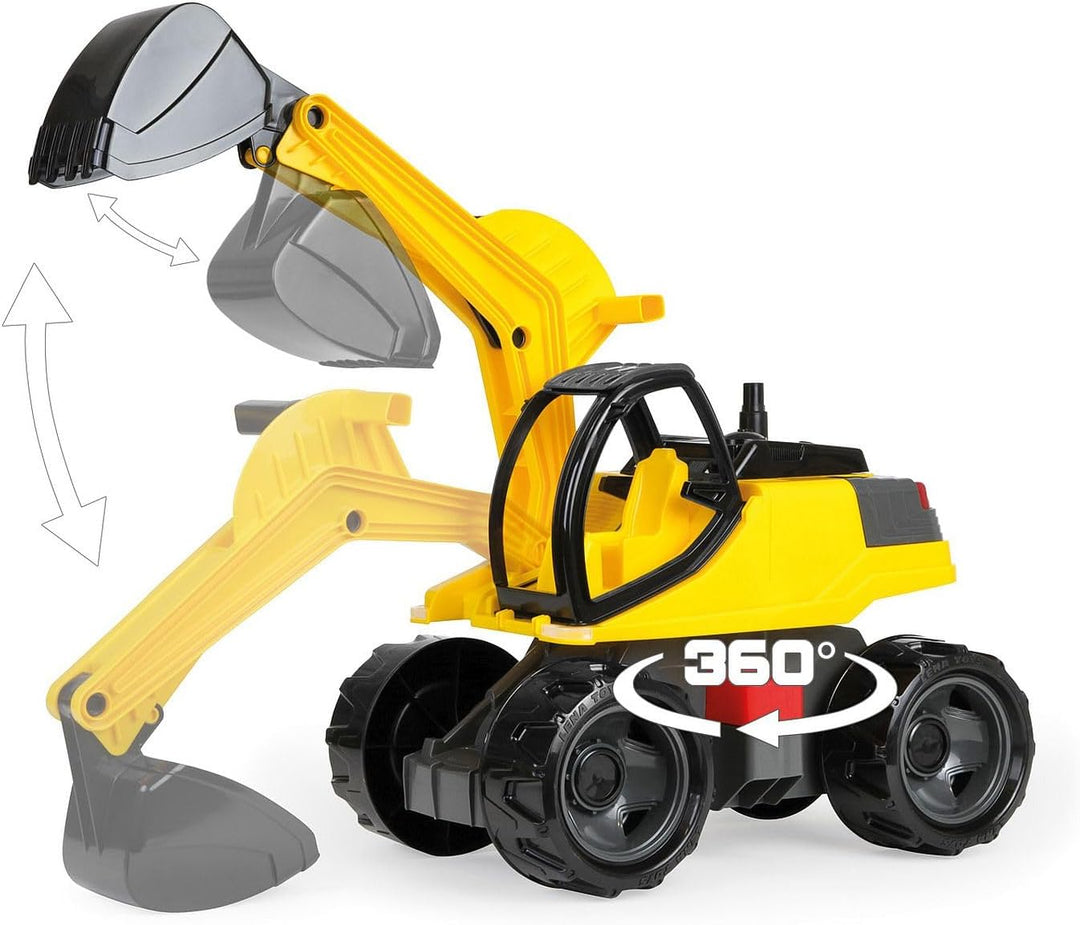 Lena 02141 Starke Riesen Bagger,Giga Trucks Sandbagger ca.80 cm gross, stabiler 360 Grad Schaufelbag