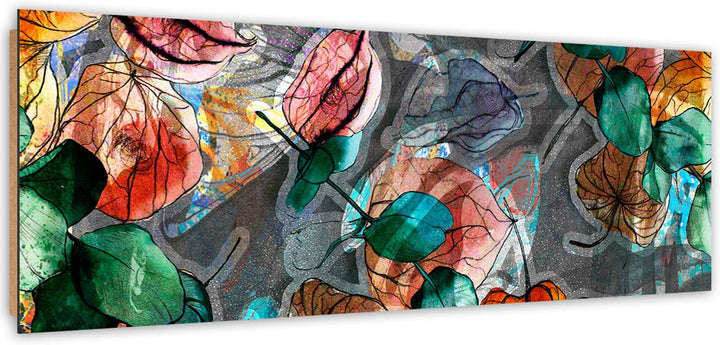 Wandbild Pflanzenmotiv Modern Deko Kunst Bilder Kunst werk mehrfarbig 90x30 cm Deco panel 90x30 cm H