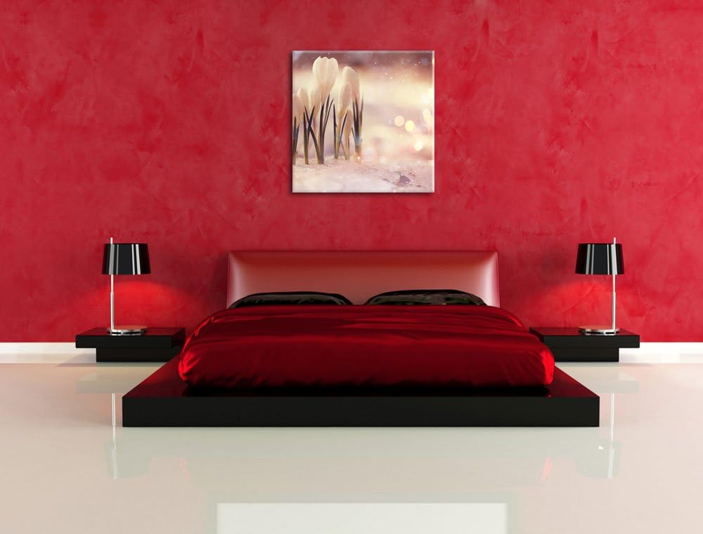 Pixxprint Schneeglöckchen im Frühjahr als Leinwandbild Quadratisch/Grösse: 70x70 / Wandbild/Kunstdru