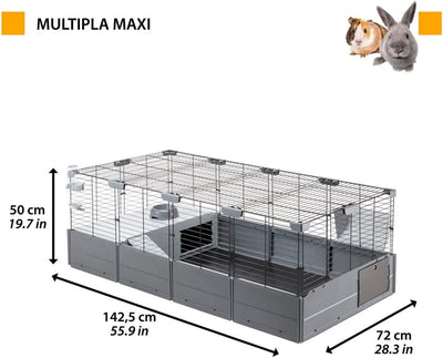 Ferplast Modularer Käfig für Kaninchen Meerschweinchen MULTIPLA MAXI, Hasenkäfig, mit Zubehör DOUBLE