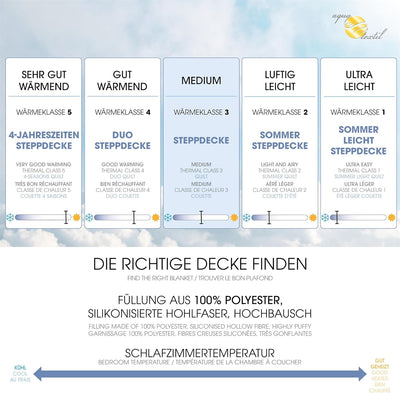 aqua-textil Soft Touch Ganzjahres Bettdecke 220 x 260 cm Steppdecke ca 2170g Füllung atmungsaktiv De