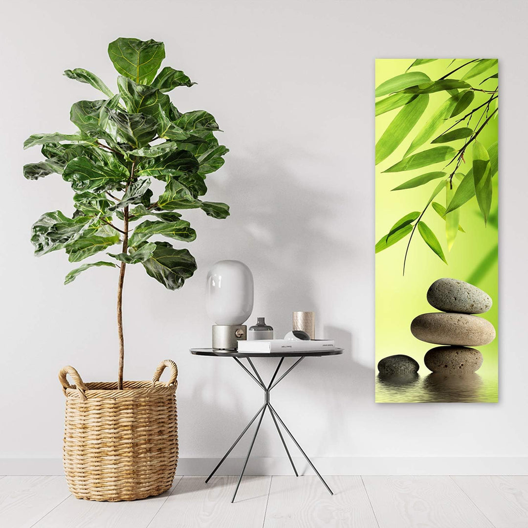 Wandbild Zen Steine Modern Deko Kunst Bilder Grün 30x90 cm Deko Paneel 30x90 cm Grün_B, Deko Paneel