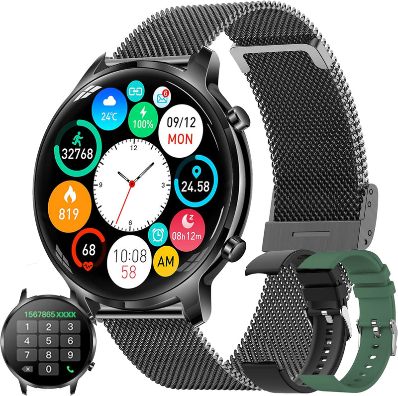 Smartwatch Herren mit Telefonfunktion, 2022 1,32" HD Voll Touchscreen Armbanduhr Damen Smartwatch mi