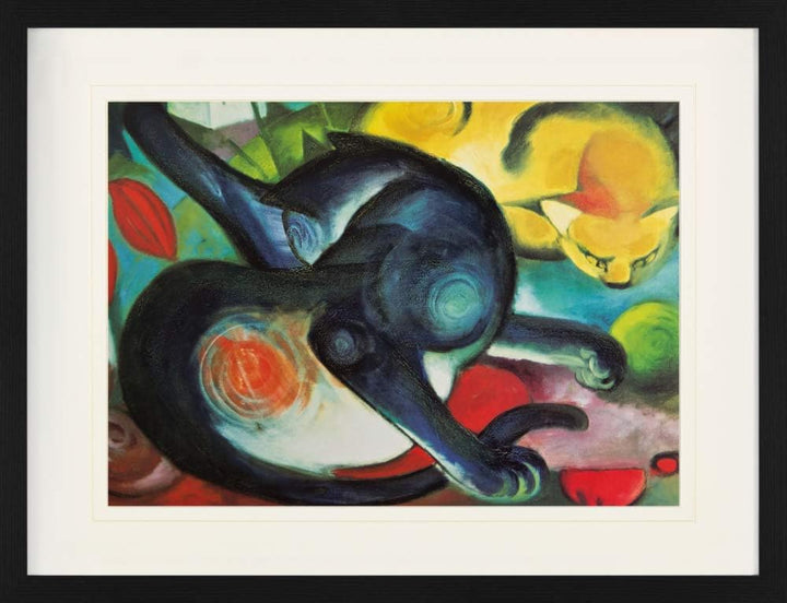 1art1 Franz Marc Poster Zwei Katzen, Blau Und Gelb, 1912 Gerahmtes Bild Mit Edlem Passepartout | Wan