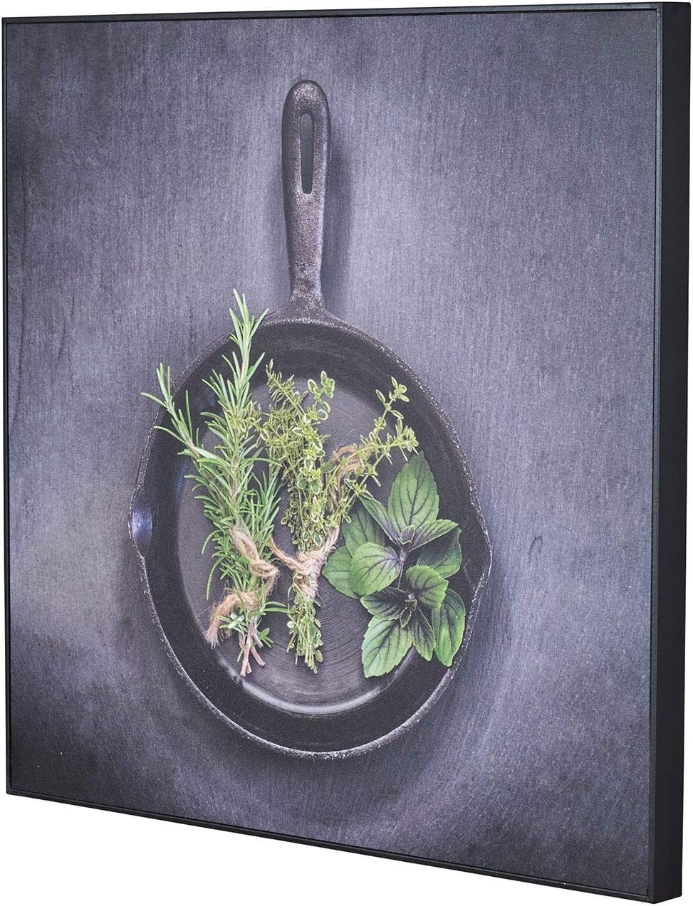 levandeo Wandbild 50x50cm PVC Rahmen Schwarz Küche Kräuter Kräuterpfanne Küchendeko Wanddeko Bild De