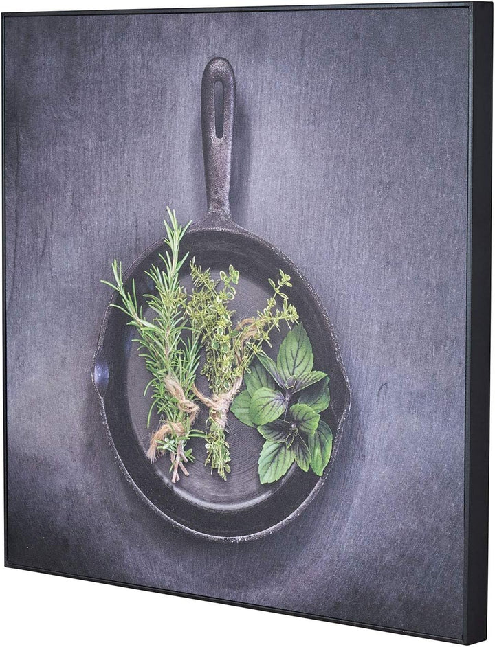 levandeo Wandbild 50x50cm PVC Rahmen Schwarz Küche Kräuter Kräuterpfanne Küchendeko Wanddeko Bild De
