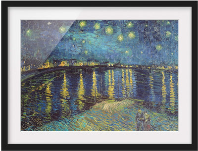 Bild gerahmt V. Van Gogh Sternennacht über der Rhône Farbe Schwarz 70x100cm 70cm x 100cm Schwarz, 70