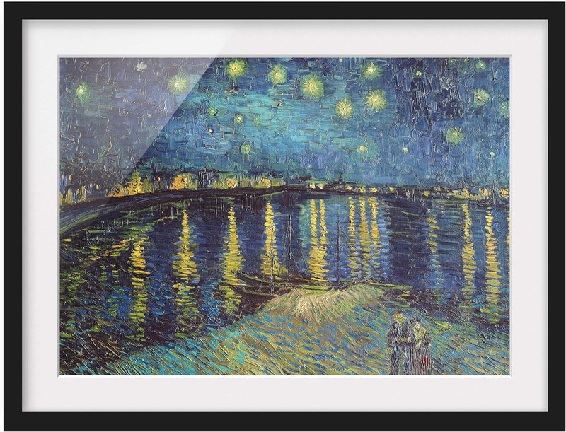 Bild gerahmt - V. Van Gogh - Sternennacht über der Rhône - Farbe Schwarz 40x55cm 40cm x 55cm Schwarz