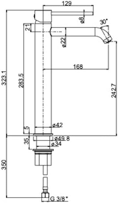 Paini MUGELLO 205LLNR/INOX Waschtischarmatur hoch, Mattschwarz